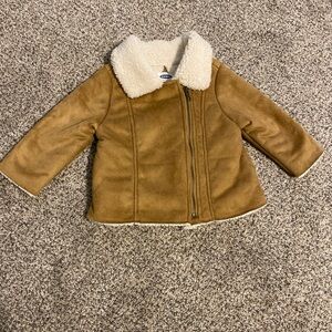 Old Navy Tan Kids Puffer Jacket with Cream Collar